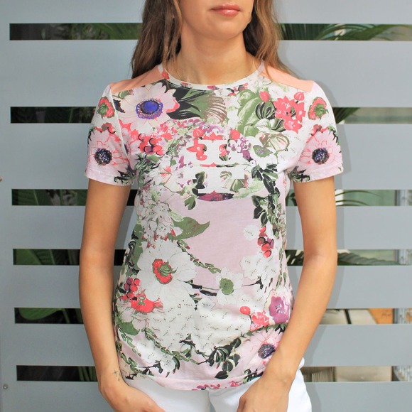 Tory Burch Tops - Tory Burch Floral Logo Pima Cotton Tee Size S
